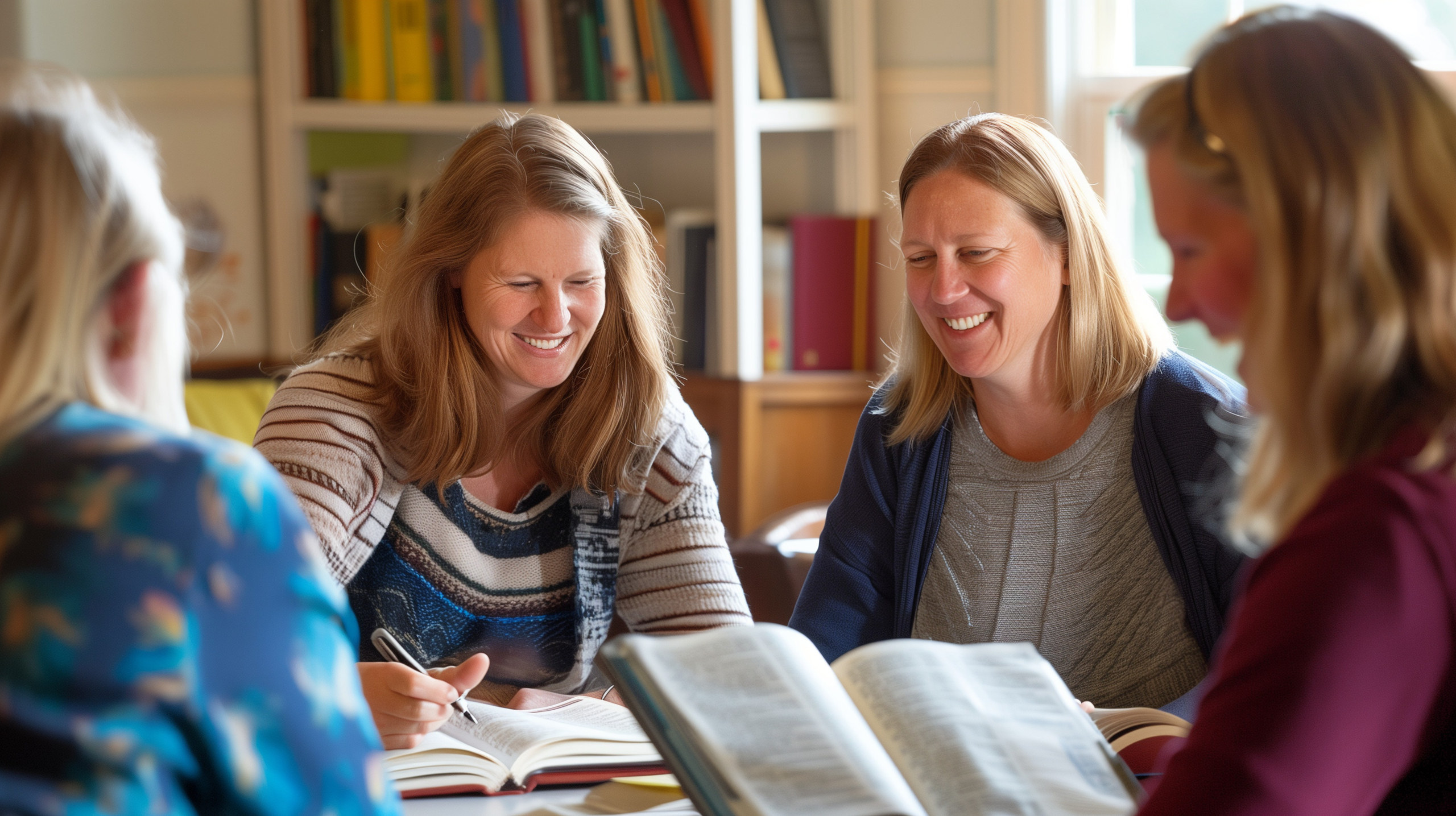 WOMEN'S BIBLE STUDY: A Group of Women Meeting in a Church or Home, Focused on Studying and Discussing Scripture Together.